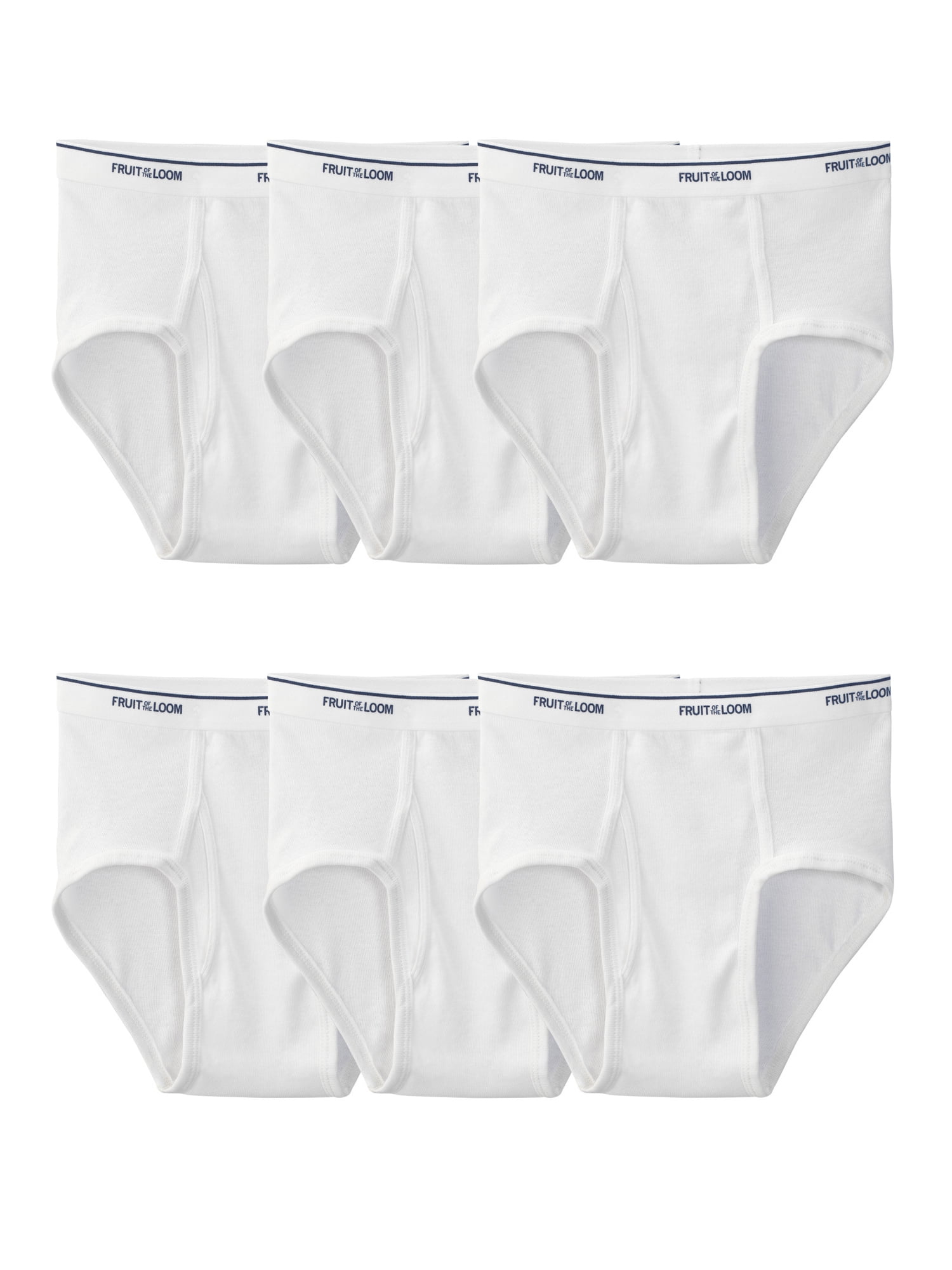 Fruit of the Loom Mens White Briefs, 6 Pack