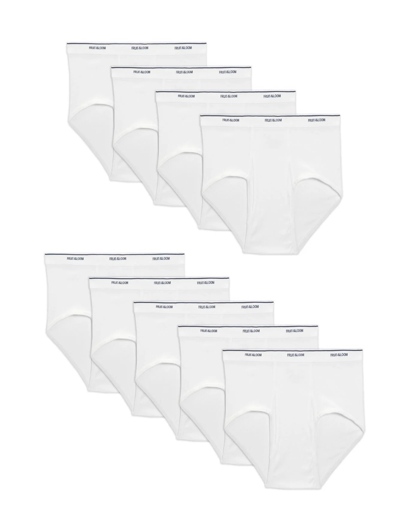 Fruit of the Loom Men's White Briefs, 9 Pack - image 1 of 6