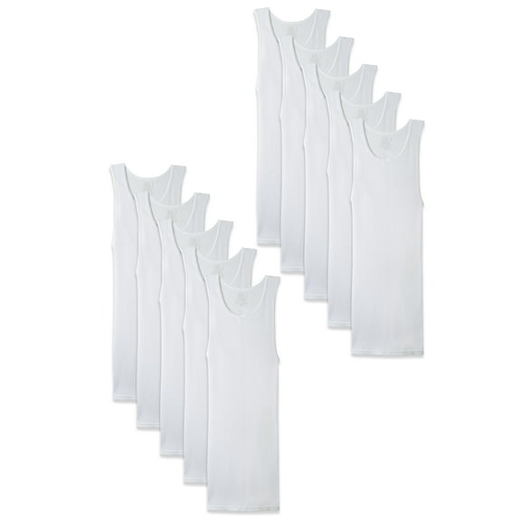 Fruit of the Loom Men's White Cotton A-Shirts, 10 Pack