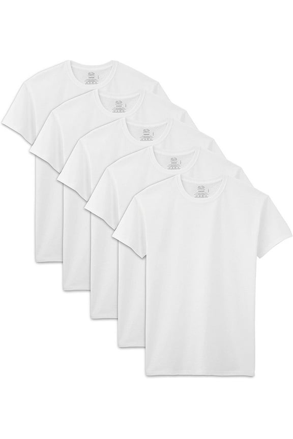 Men's White Crew Neck T-Shirts, 5 Pack, 3XL