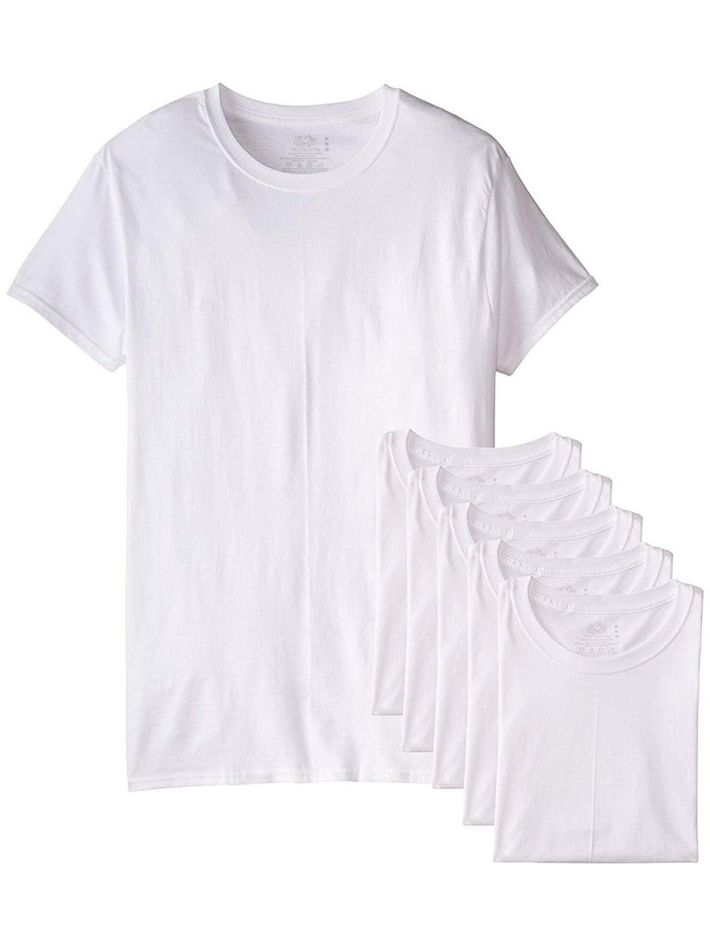 Fruit of the Loom Tagless Men's White Crew Neck T-Shirts, 6 Pack