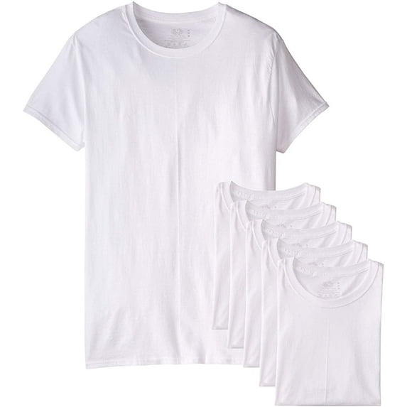 Fruit of the Loom Men's White Crew-Neck Undershirts Cotton T-shirts, 6 Pack