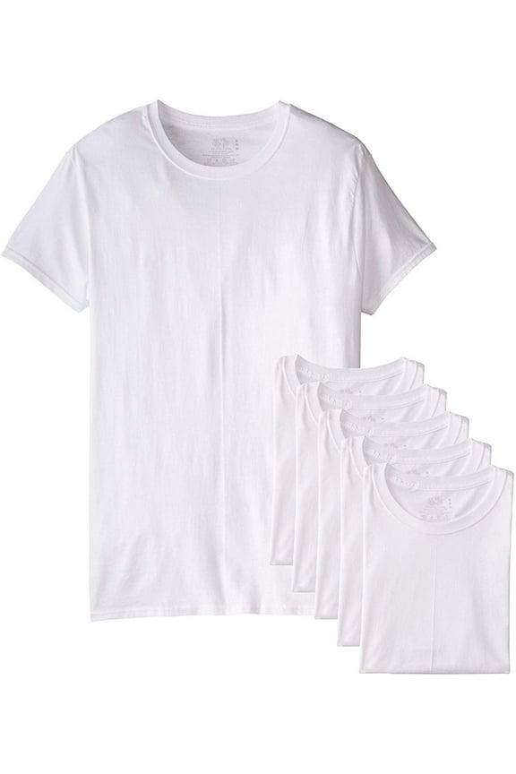 Men's White Crew-Neck Undershirts Cotton T-shirts, 6 Pack