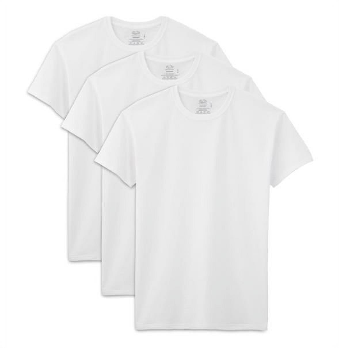 Fruit of the Loom Men's White Crew Neck Undershirts Cotton Tees, 3 Pack