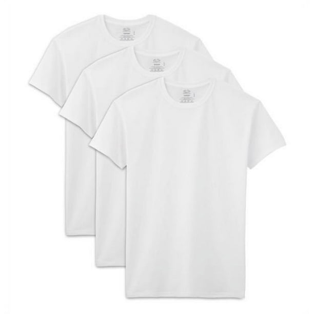 Fruit of the Loom Men's White Crew Neck Undershirts Cotton Tees, 3 Pack