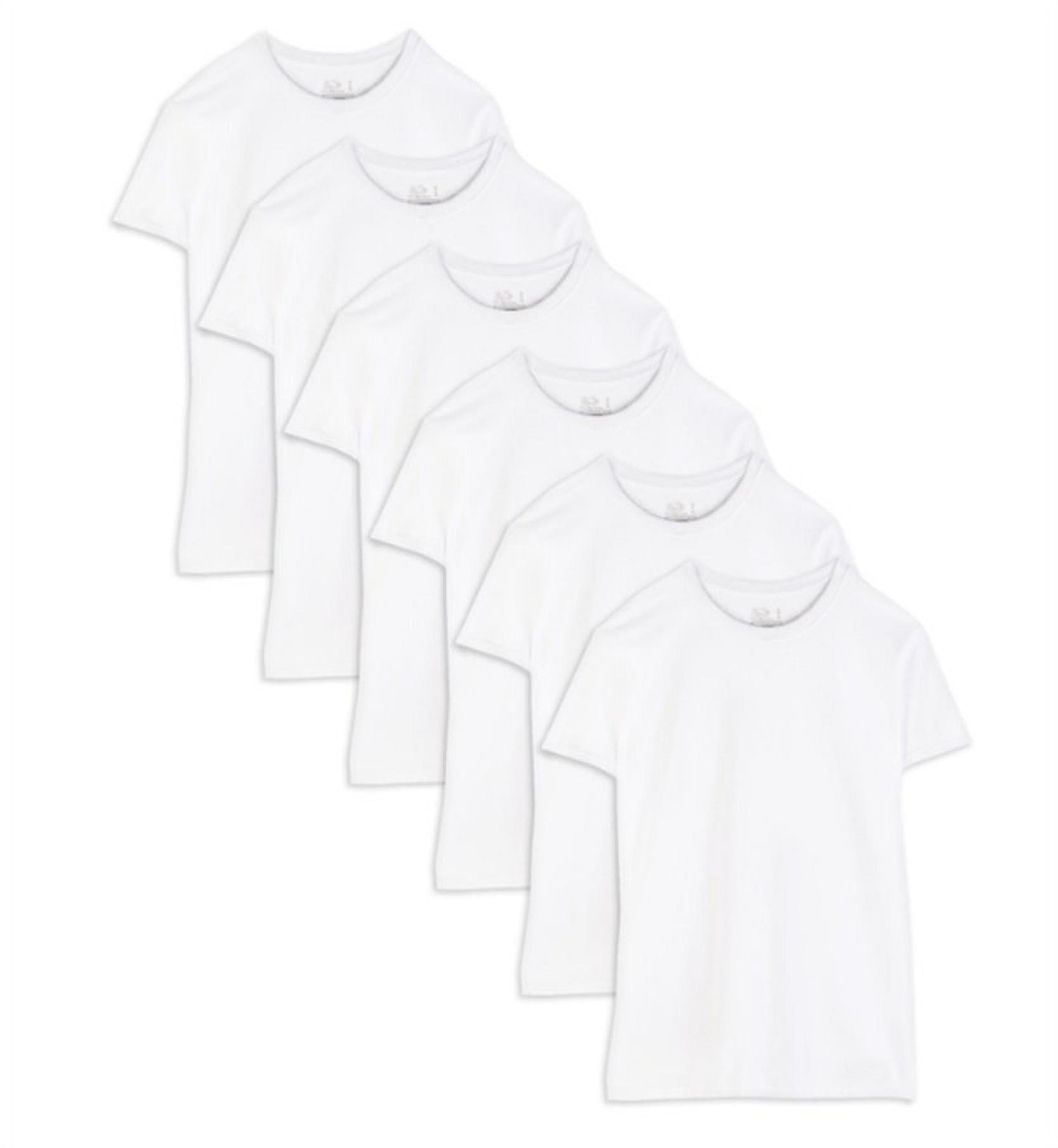 Fruit of the Loom Men's White Crew Neck Undershirts Cotton Tees, 6 Pack