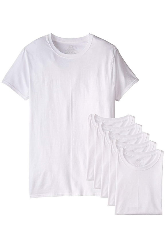 Men's White Crew Neck Undershirts Cotton Tees, 6 Pack