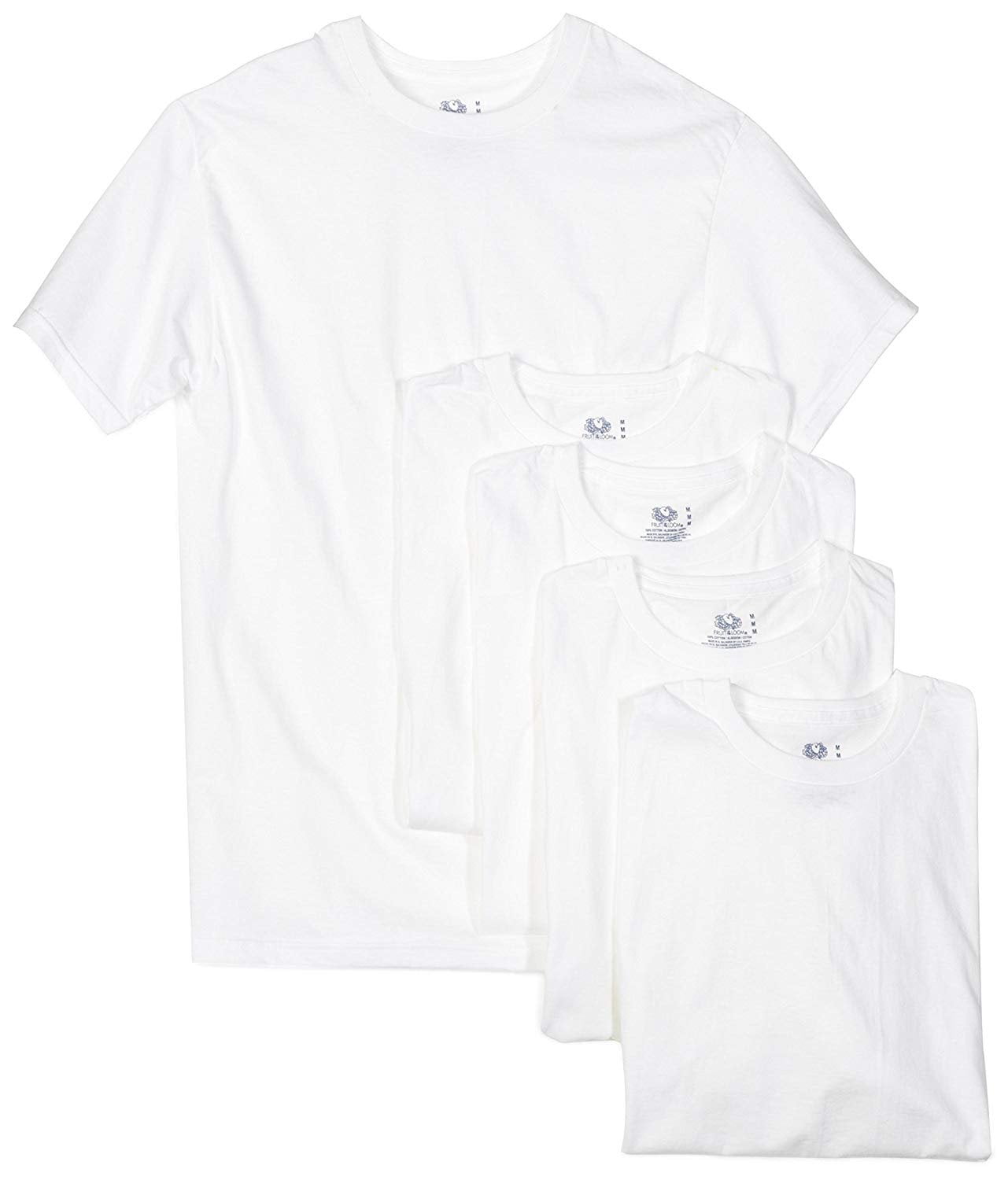 Fruit of the Loom Tagless Men's White Crew Neck T-Shirts, 6