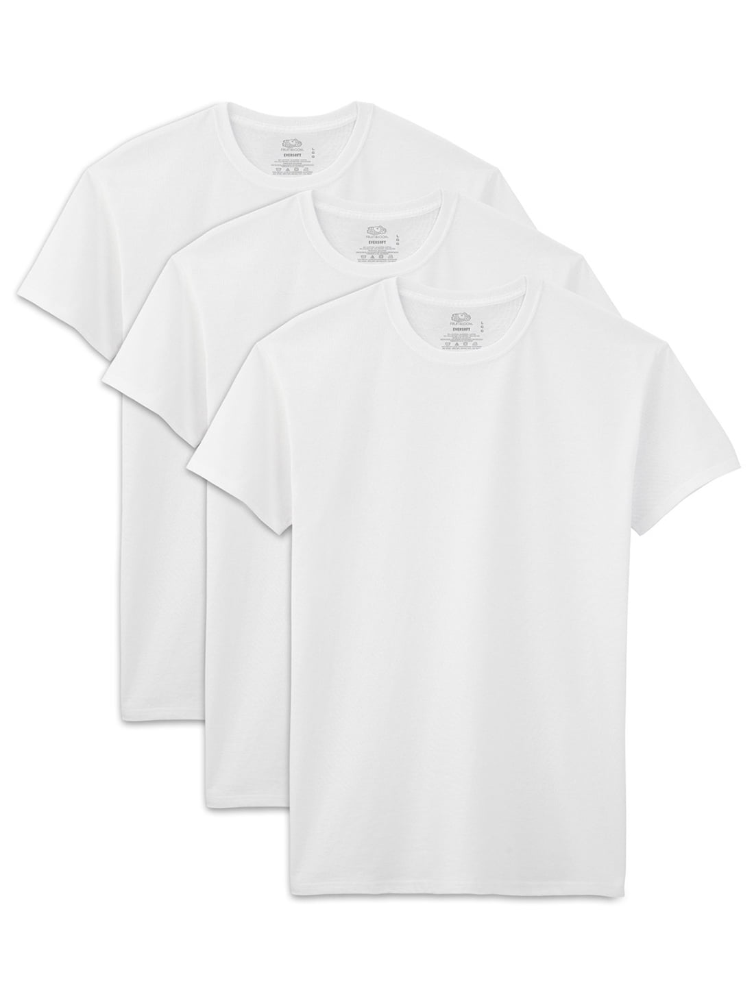 Fruit of the Loom Men's White Crewneck Undershirts, 3 Pack, Sizes SXL