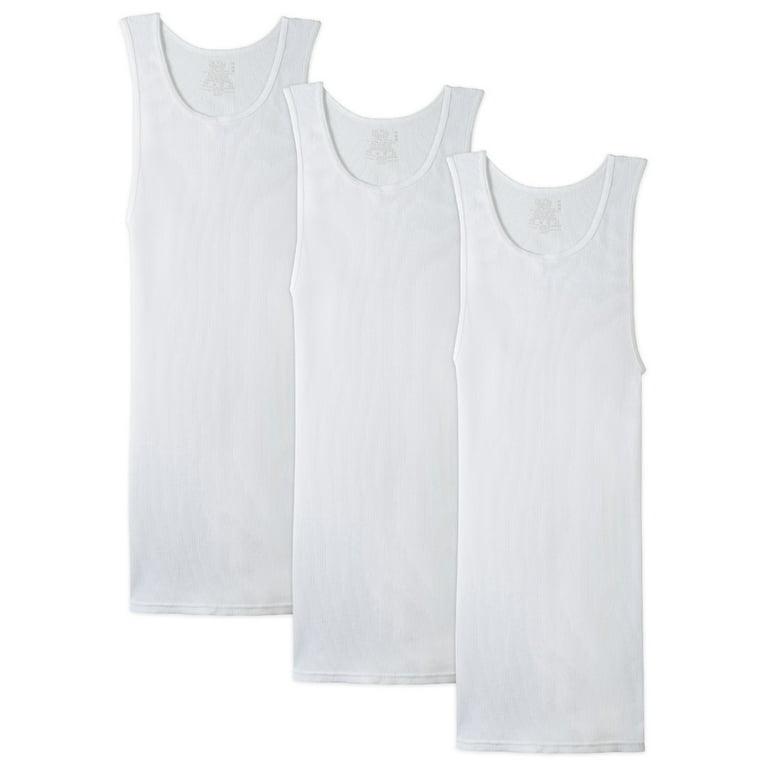Fruit of the Loom Men's White Tank A-Shirts, 3 Pack, Sizes S-XL