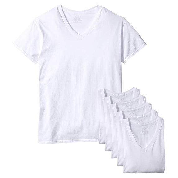 Fruit of the Loom Men's White V-Neck T-Shirts 6-Pack 5P2525V Large 42-44