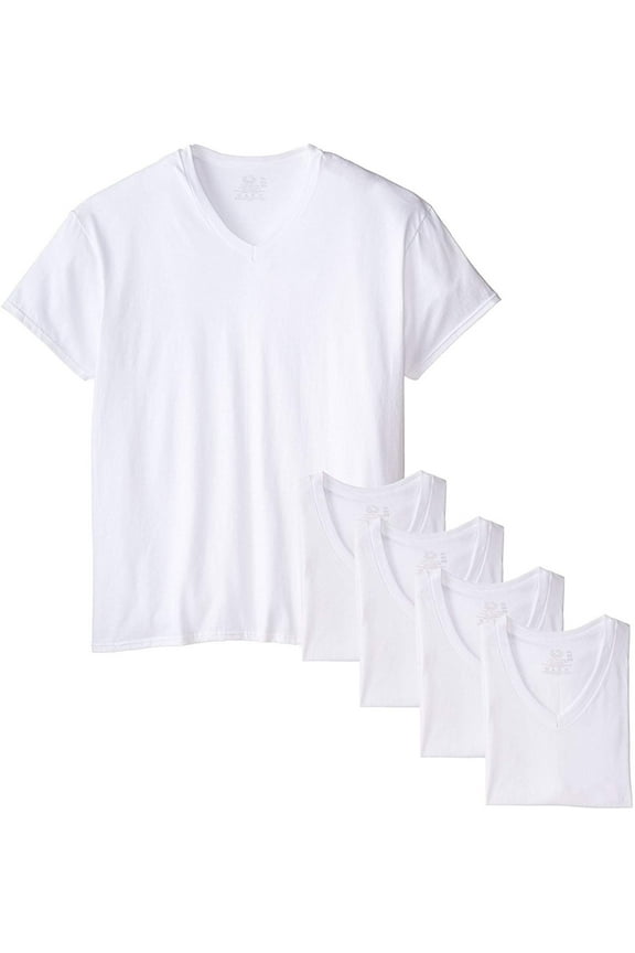 Men's White V-Neck Tee 5-Pack - Big Sizes 2X, 3X XX-Large