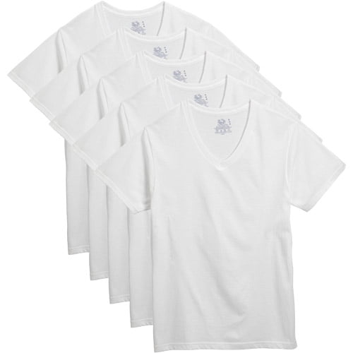 Fruit of the Loom Men's White V-Neck Tee 5-Pack - Big Sizes 2X, 3X (XXX ...