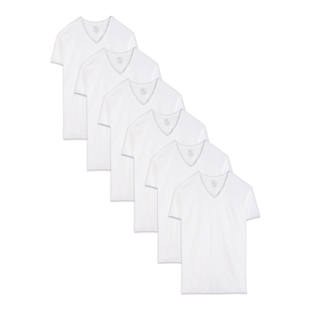 Fruit of the Loom Men's White VNeck Undershirts, 6 Pack, Sizes S3XL