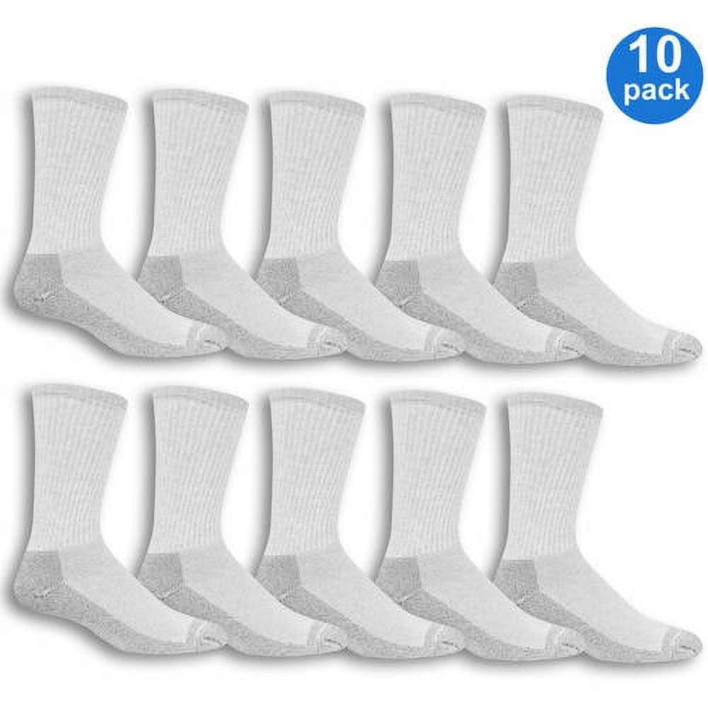 Fruit of the Loom Men's Workgear Cushioned Crew Socks, 10 Pair Pack ...