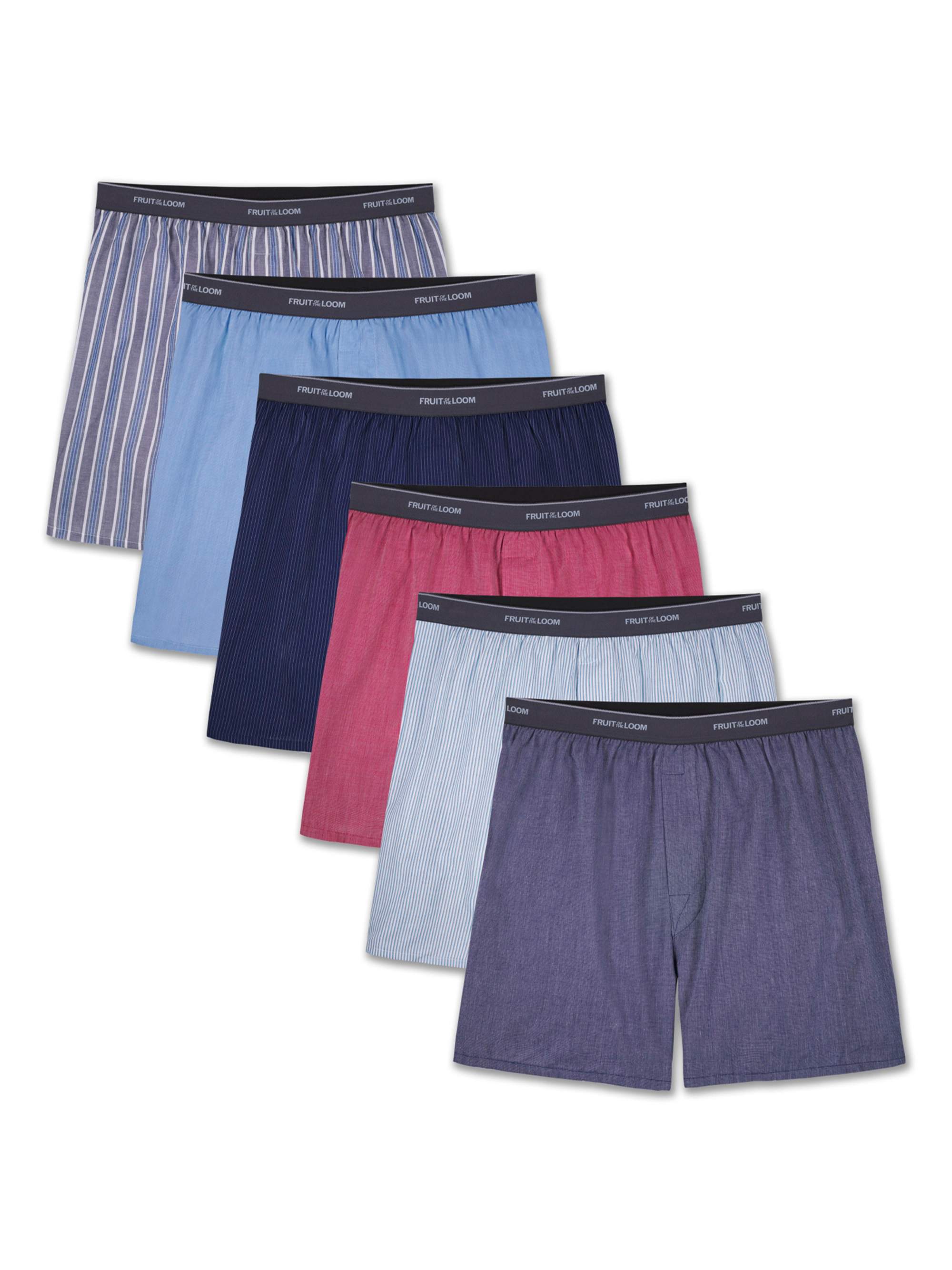 Fruit of the Loom Men's Woven Boxers, 6 Pack - image 1 of 6