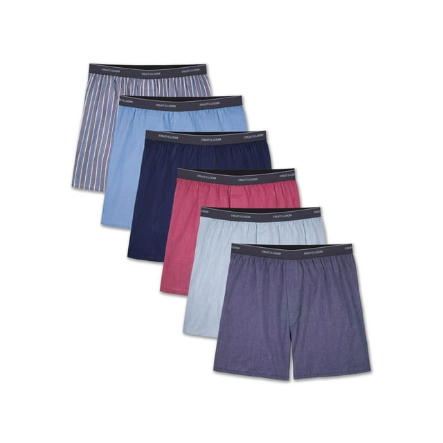 Fruit of the Loom Men's Woven Boxers, 6 Pack