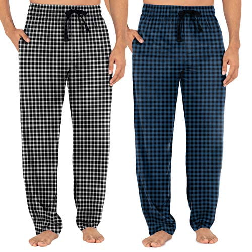 Fruit of the Loom Men's Woven Sleep Pajama Pant, Blue Plaid/White Check