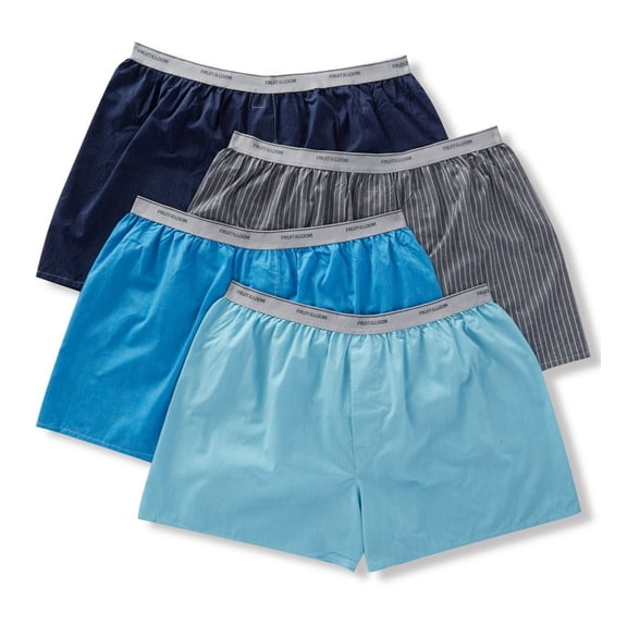 Men's Fruit Of The Loom 4P550X Extended Size Cotton Blend Woven Boxers - 4 Pack (Assorted 2XL)