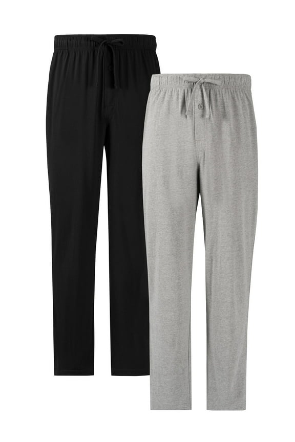Men's and Big Men's 2-Pack Jersey Knit Sleep Pant, Sizes S-6XL and Tall Sizes
