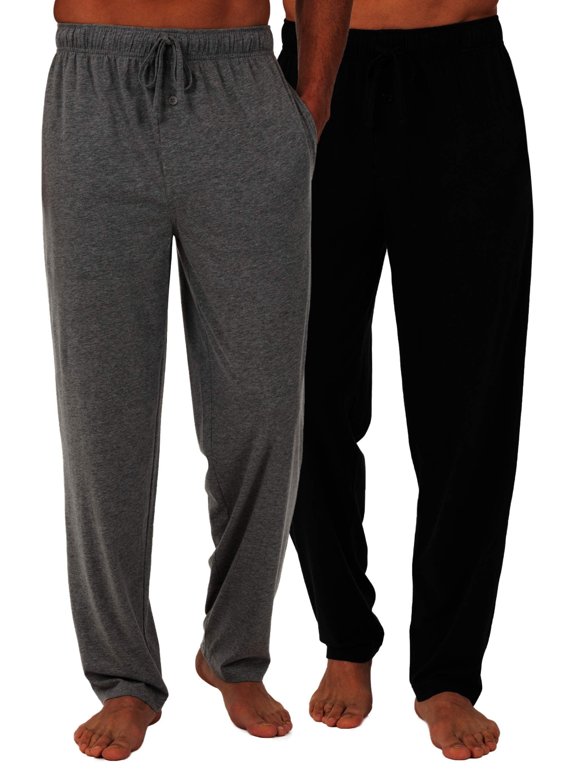 Men's 2 Jersey, Elastic Waistband w. Pockets, Button Fly, Pajama Sleep Pants
