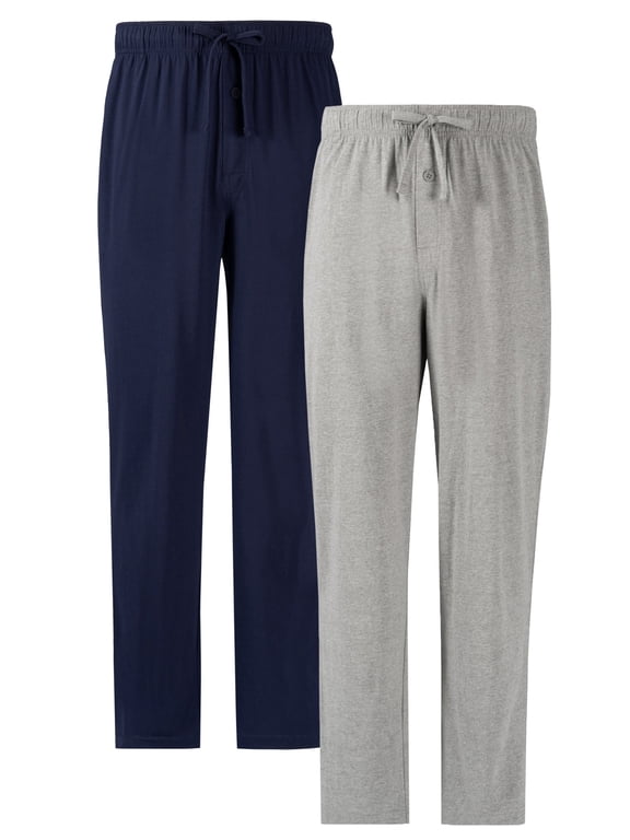 Men's and Big Men's 2-Pack Jersey Knit Sleep Pant, Sizes S-6XL and Tall Sizes