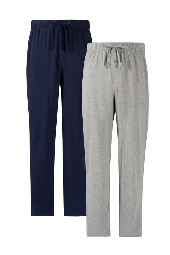 Men's and Big Men's 2-Pack Jersey Knit Sleep Pant, Sizes S-6XL and Tall Sizes
