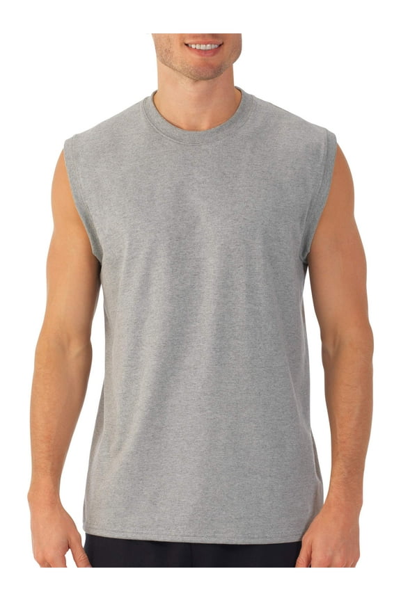 Men's and Big Men's Dual Defense UPF Sleeveless Muscle Shirt, Up To Size 4XL