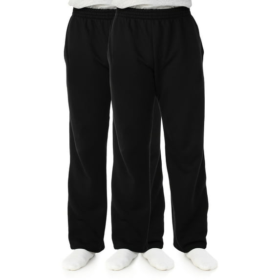 Fruit of the Loom Men's and Big Men's Fleece Open Bottom Sweatpants, 2 Pack