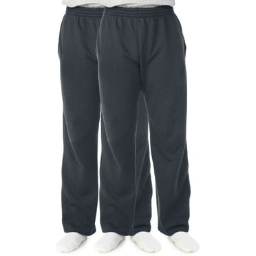 Fruit of the Loom Men's and Big Men's Fleece Open Bottom Sweatpants, 2 Pack