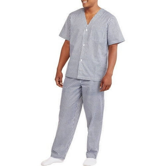 Fruit of the Loom Short Sleeve V-Neck Solid Pajamas (Men's or Men's Big & Tall) 2 Piece Set, Sizes S-5XL
