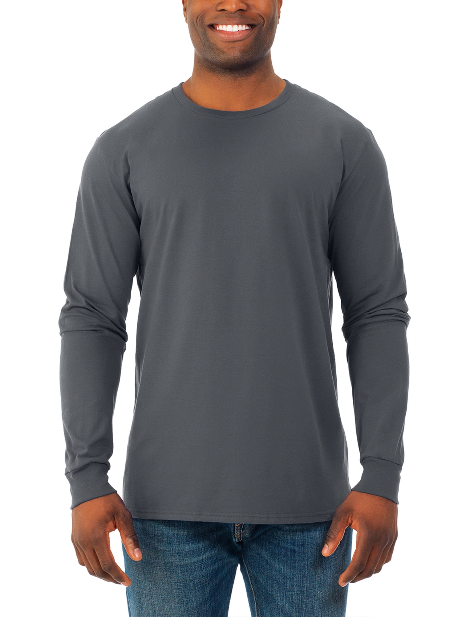 Fruit of the Loom Men's and Big Men's Soft Long Sleeve Lightweight Crew  Neck T-Shirt - 2 Pack, Up To Size 3XL 