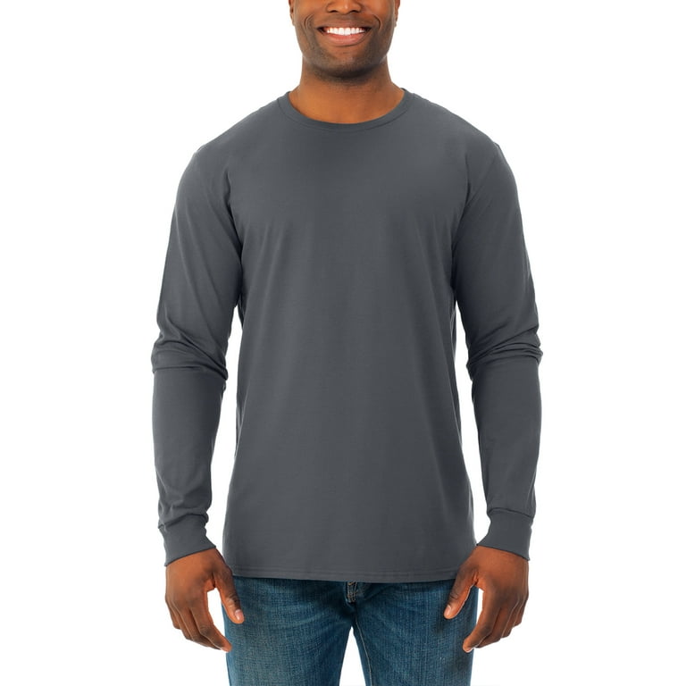 Fruit of the Loom Men's and Big Men's Soft Long Sleeve Lightweight Crew  Neck T-Shirt - 2 Pack, Up To Size 3XL 