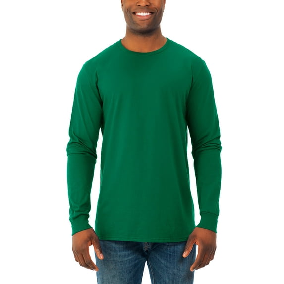 Fruit of the Loom Men's and Big Men's Soft Long Sleeve Lightweight Crew Neck T-Shirt - 2 Pack, Up To Size 3XL