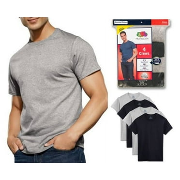 Fruit of the Loom Men's dual defense black & grey crews t-shirts, 4 pack