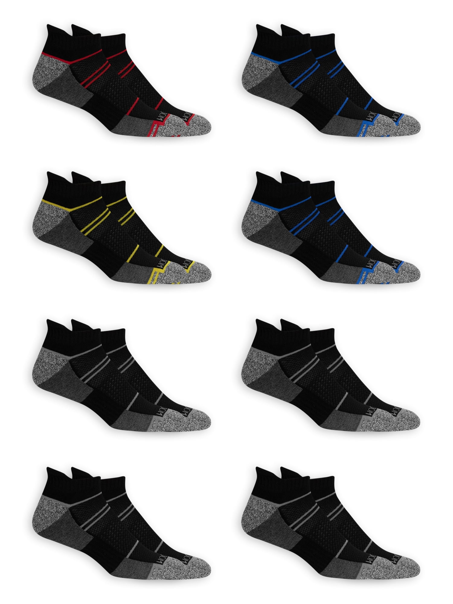 Fruit of the Loom Men's Breathable Low Cut Tab Socks 8 Pack, Size 6-12 ...