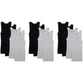 thumbnail image 1 of Fruit of the Loom Mens 12Pack Black & Grey A Shirts Tank Tops Undershirts 3XL, 1 of 1