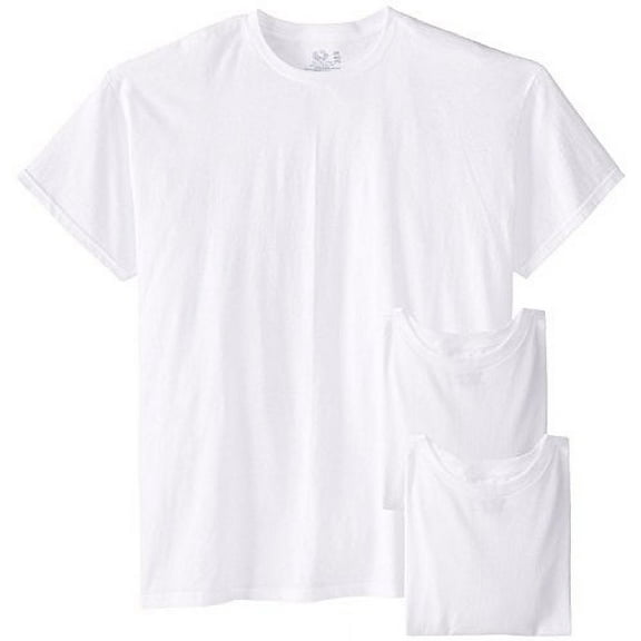 Fruit of the Loom Mens 3Pack White Crew-Neck Undershirts Cotton T-Shirts, 2XL
