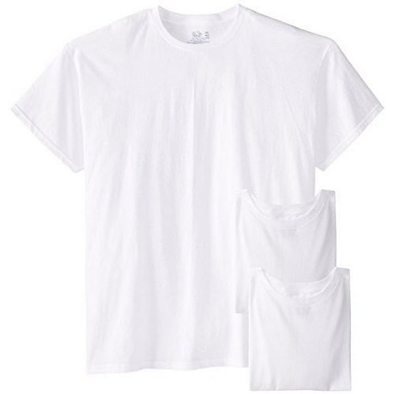 Fruit of the Loom Mens 3Pack White Crew-Neck Undershirts Cotton T-Shirts, 4XL