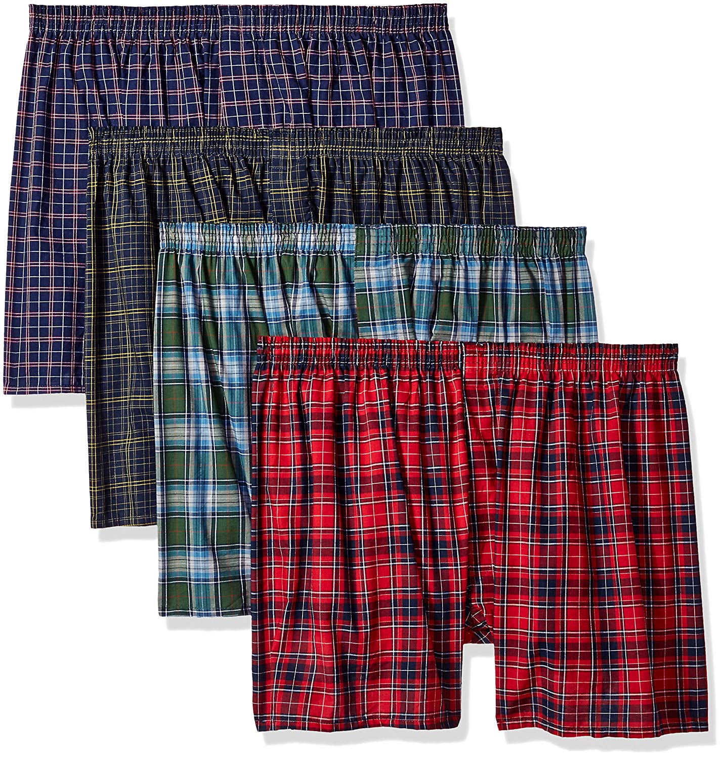 Fruit of the Loom Mens 4-Pack Woven Tartan and Plaid Boxers, 3XL ...