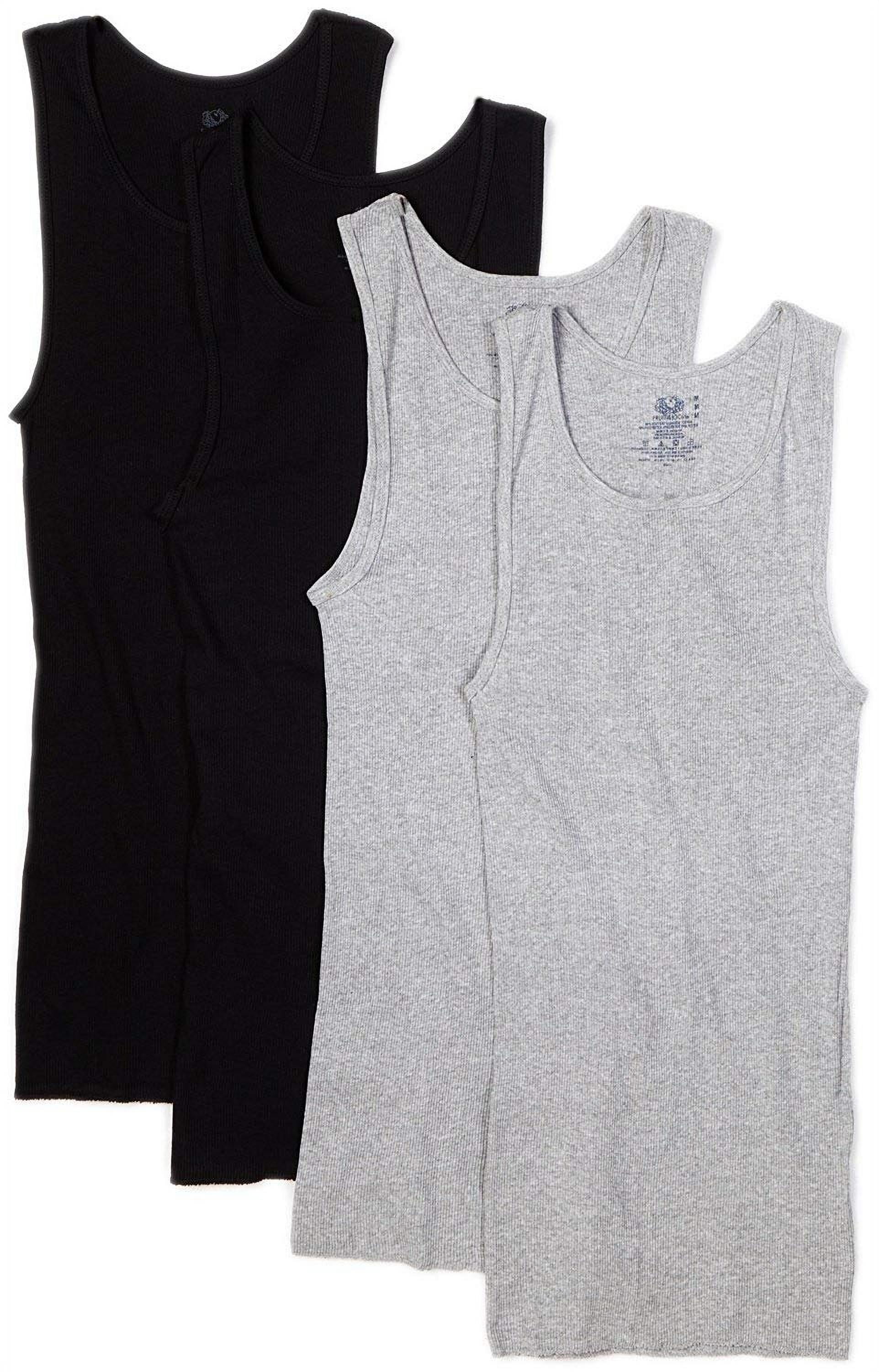 Fruit of the Loom Men's 4-Pack Black & Grey A-Shirts, 100
