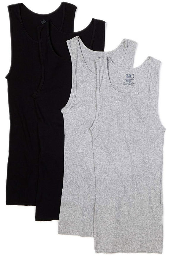 Men's A-Shirt (Pack of 4), Black/Gray, Large