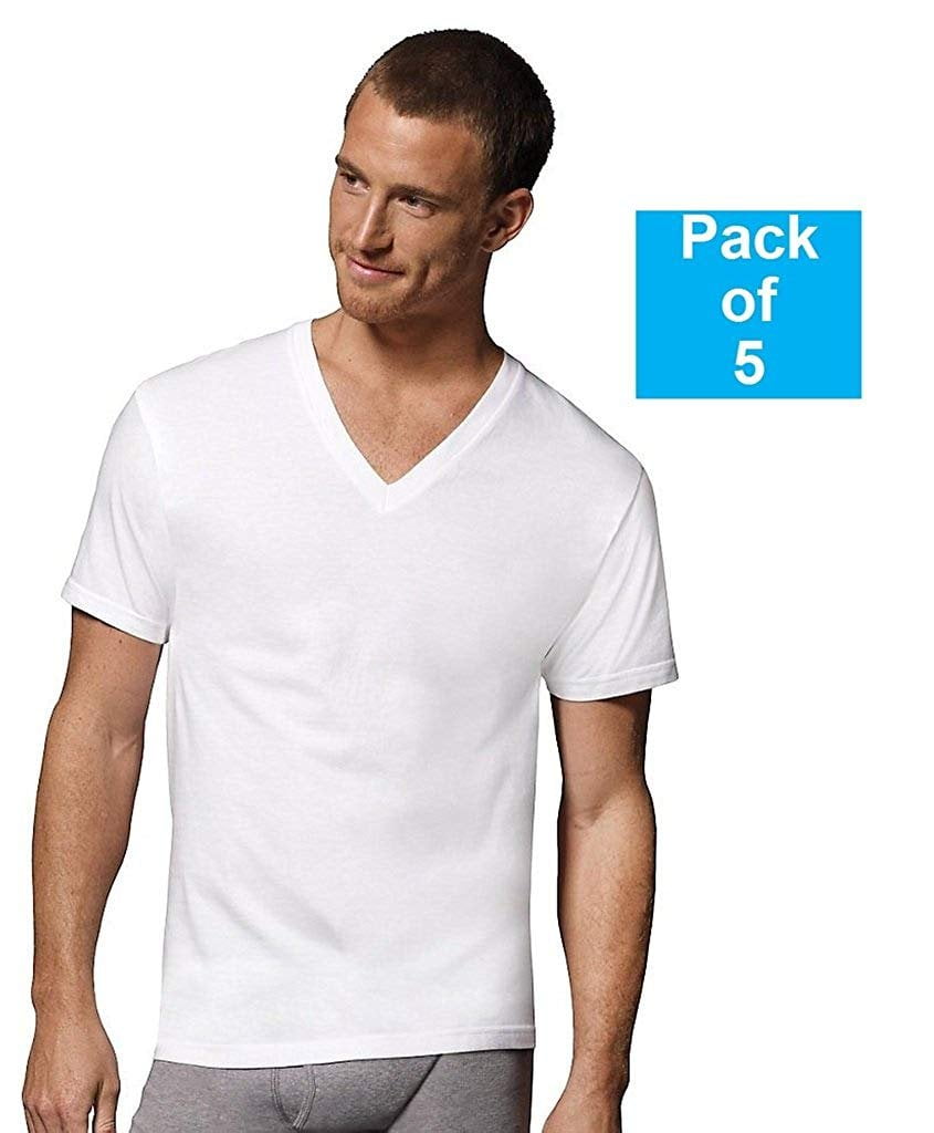 Fruit of the Loom Mens 5Pack White VNeck Undershirts 100 Cotton T