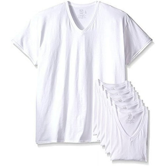 Fruit of the Loom Mens 6Pack Tall White V-Neck T-Shirts Undershirt L
