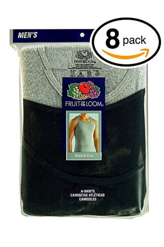 Mens 8Pack Black & Grey A Shirts Tank Tops Undershirts 3XL