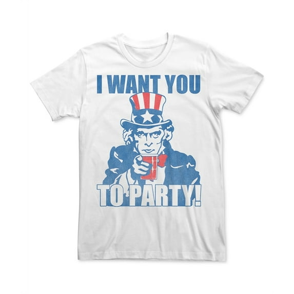 Fruit of the Loom Mens Big & Tall I Want You To Party Graphic T-Shirt White S