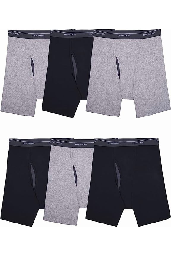 Mens Cool Zone Fly Boxer Briefs w/ Ventilated Mesh Fly-6 Pack