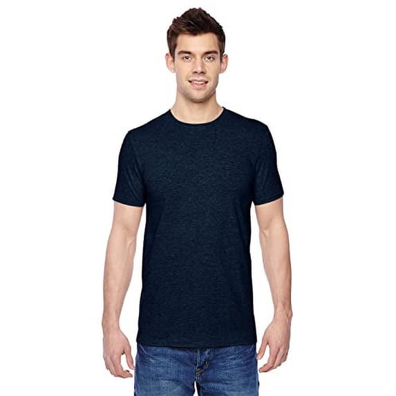 Fruit of the Loom Mens Cotton Jersey Crew T-Shirt SF45R Indigo Heather l Pack of 4