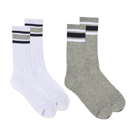 Fruit of the Loom Mens Americana Crew Socks, 2-Pack, Sock Sizes 6-12