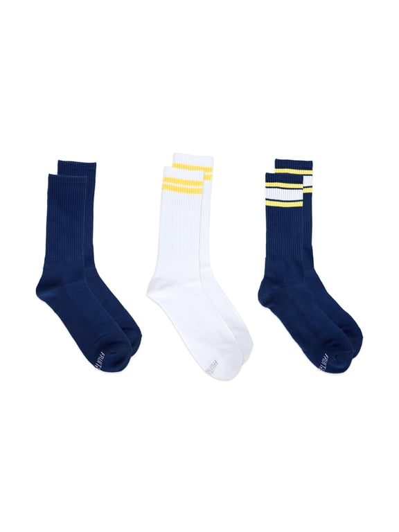 Mens Gameday Crew Socks, 3-Pack, Sock Sizes 6-12